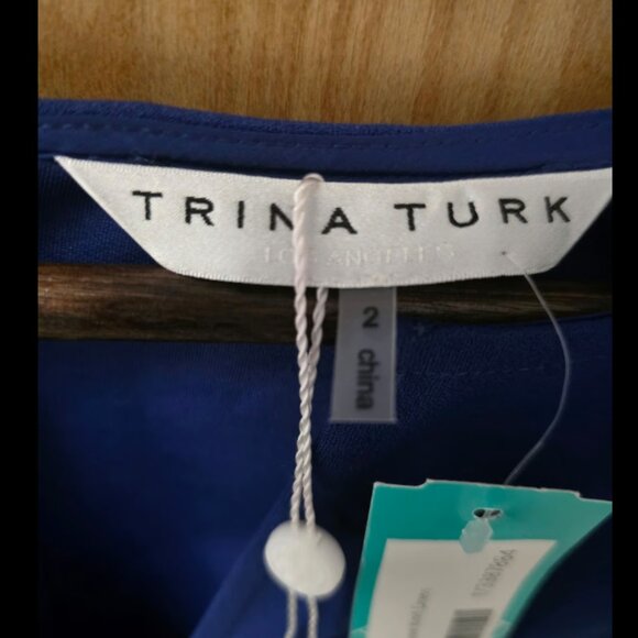 Trina Turk Dress Nalin Bell Sleeve Knit Dress Size 2 Navy - Picture 3 of 6